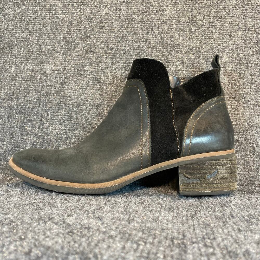 Korks Ankle Bootie Boots Black Leather & Suede Side Zip Womens 8